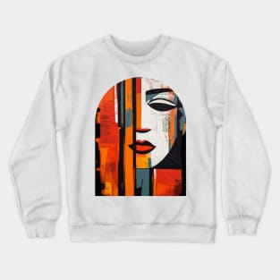 Expressive face, Woman portrait  in abstract painting Crewneck Sweatshirt